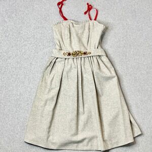 Banana Republic Womens Light Gray Wool Blend Embellished Belted Dress Size 0